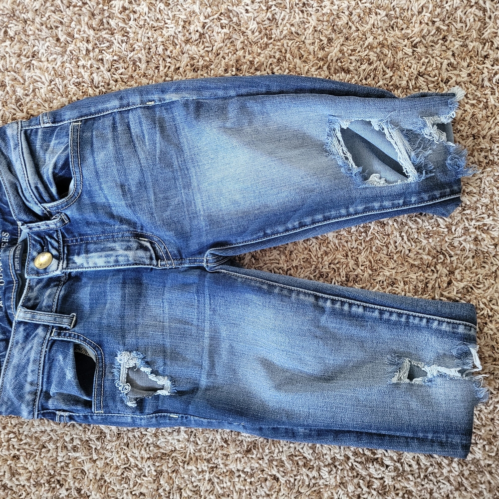 Distressed Blue Denim Shorts